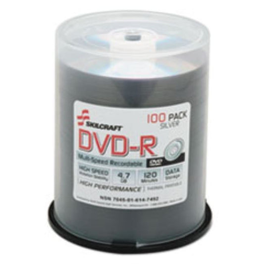 DVD-R RECORDABLE DISC, 4.7GB/120MIN, 16X, 100CT/SPINDLE, (5 SPINDLES PER PACK)