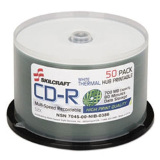 CD-R RECORDABLE DISC, 700M/80 MIN, 52X, 50CT/SPINDLE, (5 SPINDLES PER PACK)