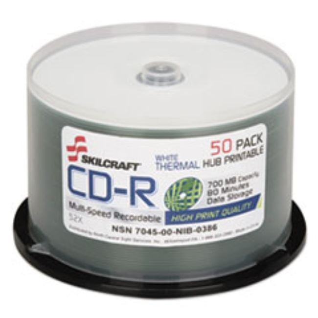 CD-R RECORDABLE DISC, 700M-80 MIN, 52X, 50CT-SPINDLE, (5 SPINDLES PER ...