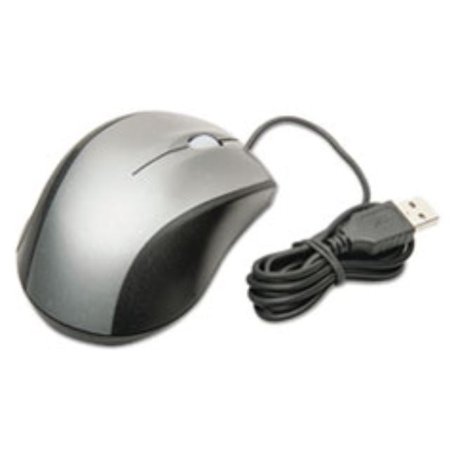OPTICAL WIRED MOUSE, THREE-BUTTON/SC1 ROLL, BLACK/GRAY, (5 PER PACK)