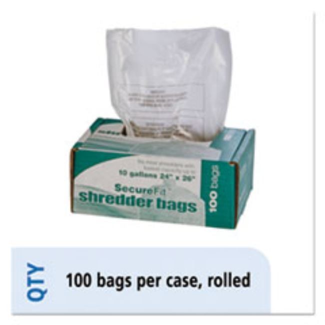 MEDIUM-DUTY SHREDDER BAGS, 10 GAL CAPACITY, 100CT/BX (5 BOXES PER PACK)