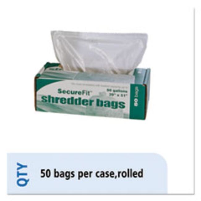 HEAVY-DUTY SHREDDER BAGS, 50 GAL CAPACITY, 50CT/BX, (5 BOXES PER PACK)