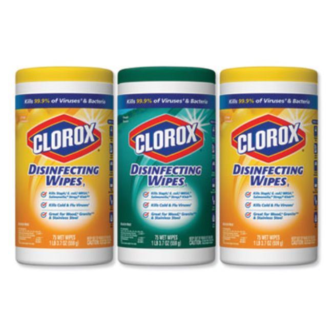 Disinfecting Wipes, 7 X 8, Fresh Scent/Citrus Blend, 75/Canister, 3/Pk