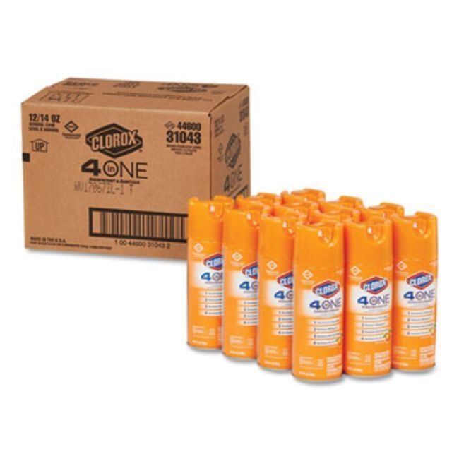 4-In-One Disinfectant & Sanitizer, Citrus, 14Oz Aerosol, 12/Carton