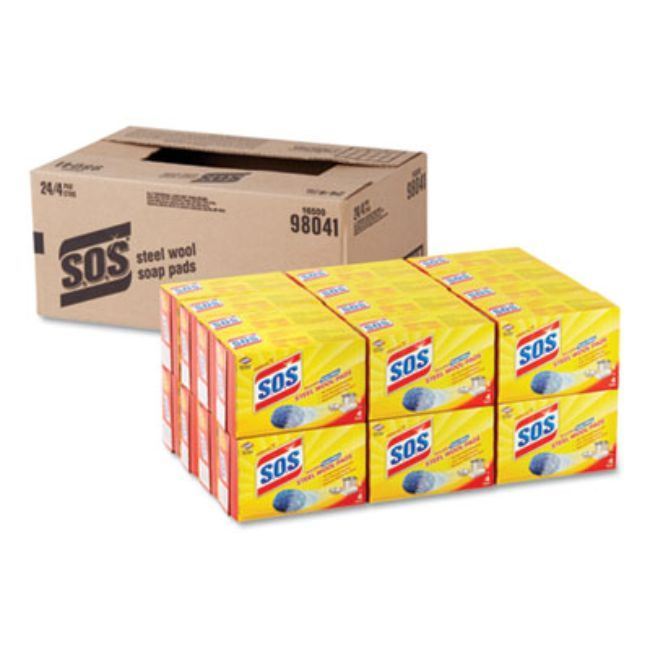 Steel Wool Soap Pad, 4/Box, 24 Boxes/Carton