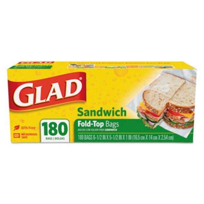 Fold-Top Sandwich Bags, 6.5" X 5.5", Clear, 180/Box