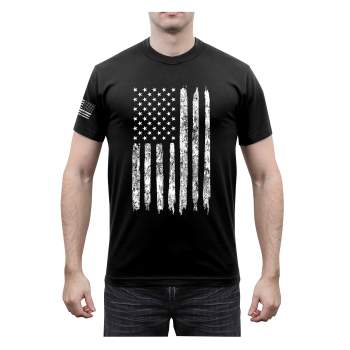 Rothco Distressed US Flag Athletic Fit T-Shirt-Black