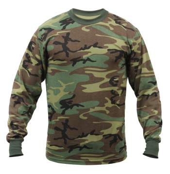 Rothco Long Sleeve Camo T-Shirt-Woodland Camo