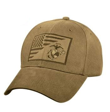 Rothco USMC Eagle, Globe and Anchor / US Flag Low Pro Cap-Coyote Brown
