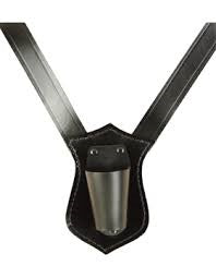 Single Flag Carrier, Black Leather Harness, Plastic Cup, Nickel Buckle